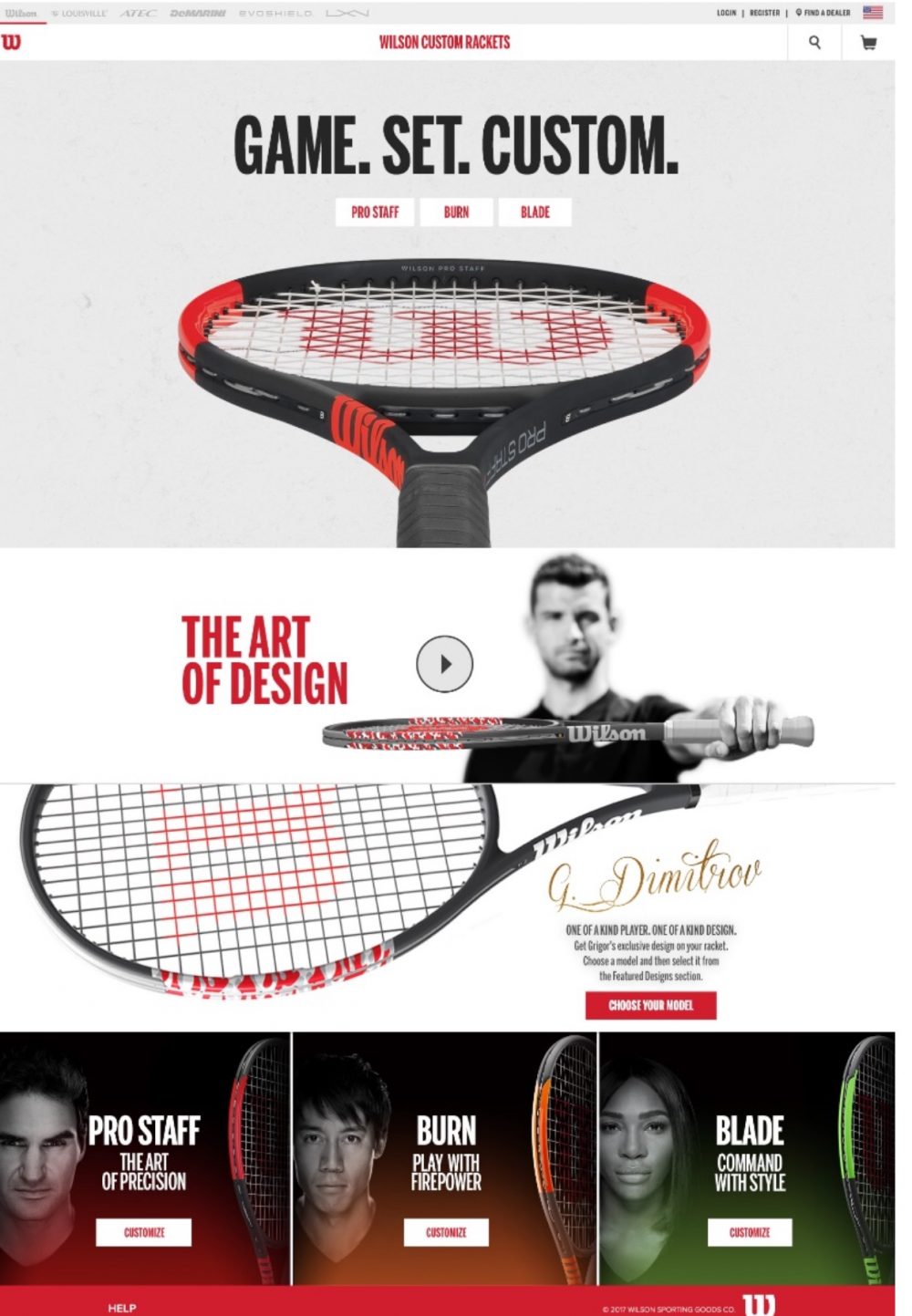 Wilson Sporting Goods Pioneers First Online Experience where every Tennis Player Can Design their very own Performance Tennis Racket
