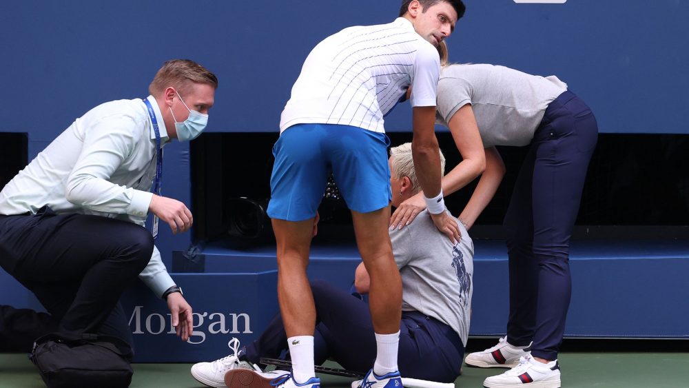 Djokovic Defaulted at US Open after hitting Line Judge; Zverev Advances