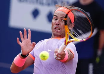 Rafael Nadal takes part in the Madrid Open in 2024.