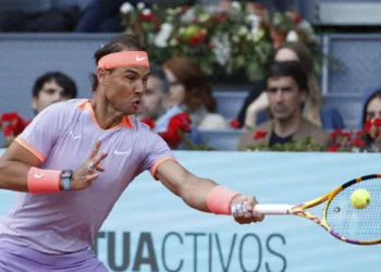 Rafael Nadal wins at the Madrid Open on Saturday.